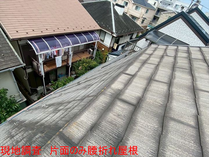 現地調査　片面のみ腰折れ屋根